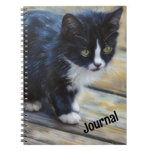 Kitten Cat Art Black and White Kitten Personal Notizblock