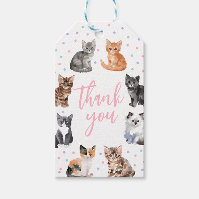 Kitten Cat Birthday Favor Tag Geschenkanhänger (Vorderseite)