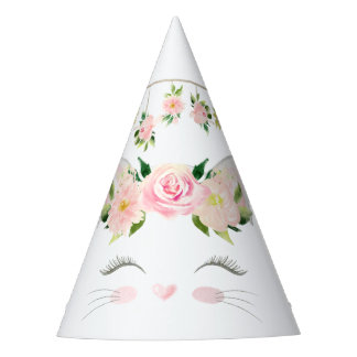 Kitten Cat Blume Geburtstag Partyhütchen