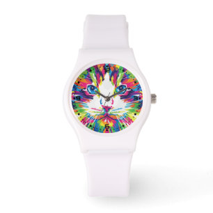 Kitten Cat Face Prismatic Design-21908 Armbanduhr