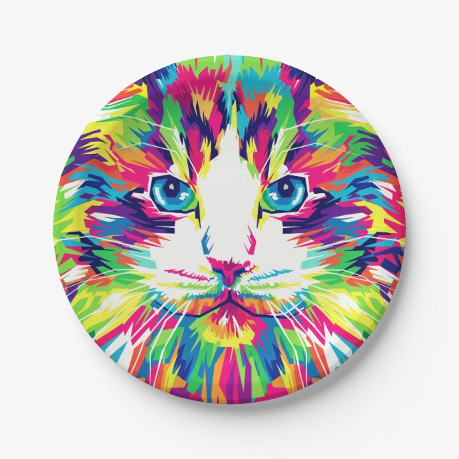 Kitten Cat Face Prismatic Design-21908 Pappteller (Vorderseite)