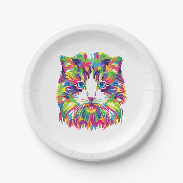 Kitten Cat Face Prismatic Design Pappteller (Vorderseite)