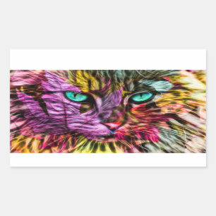 Kitten Cat Künstlerisch Design Rechteckiger Aufkleber
