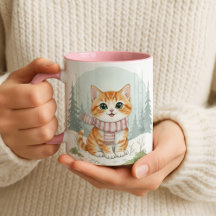 Kitten Cat Mug, Watercolor Cat Lover Gift