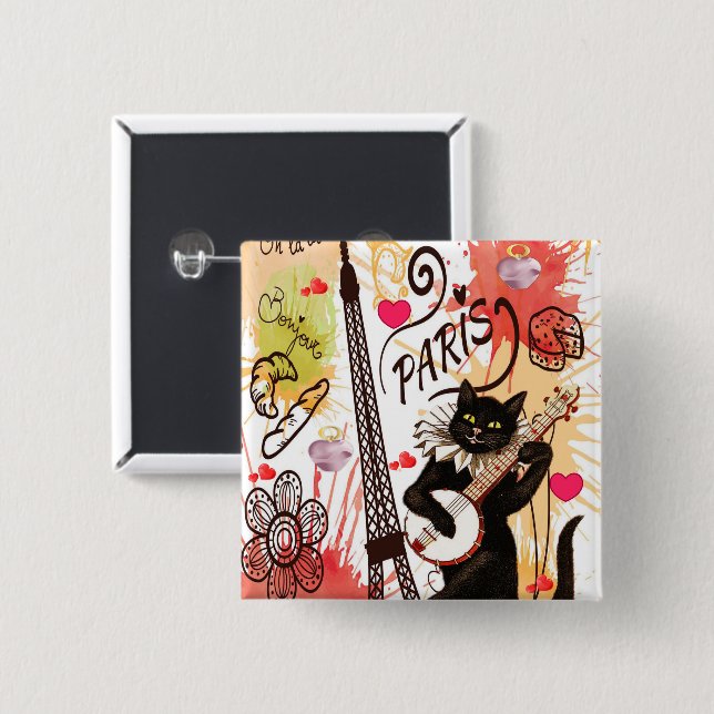Kitten Cat Paris Frankreich, Square Button (Vorne & Hinten)