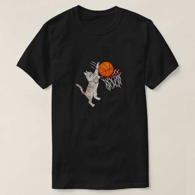Kitten Cat Playing Basketball Dunking Basketball L T-Shirt (Design vorne)