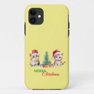 Kitten Cat Santa Red Green Frohe Weihnachts-Party Case-Mate iPhone Hülle