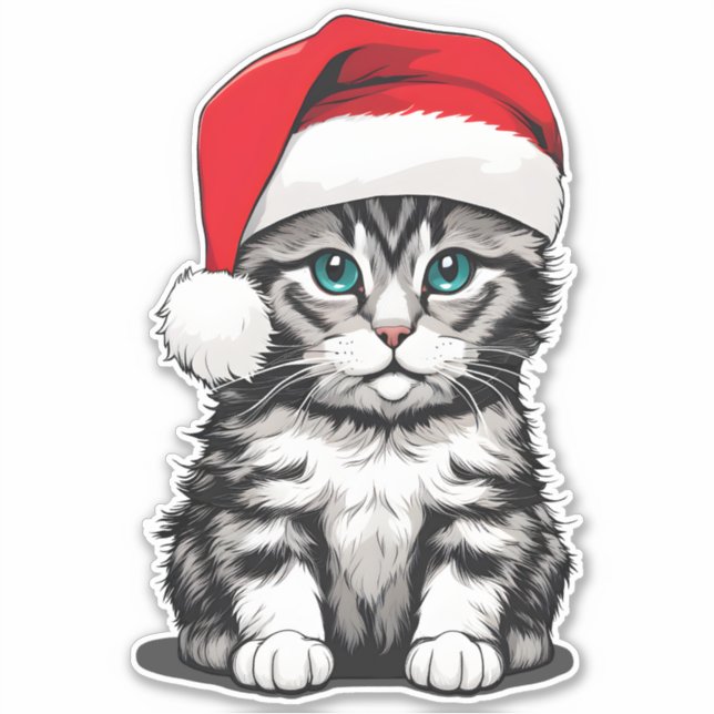 Kitten Christmas Aufkleber (Vorderseite)