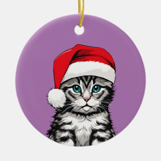 Kitten Christmas Keramik Ornament (Vorne)