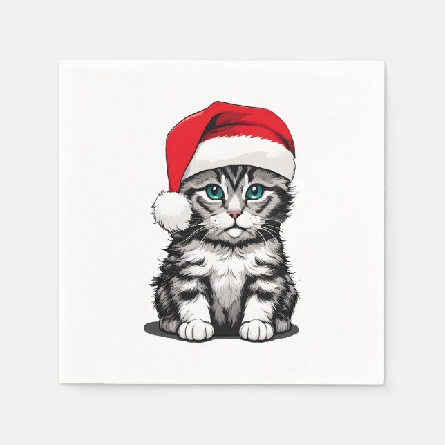 Kitten Christmas Serviette (Vorderseite)