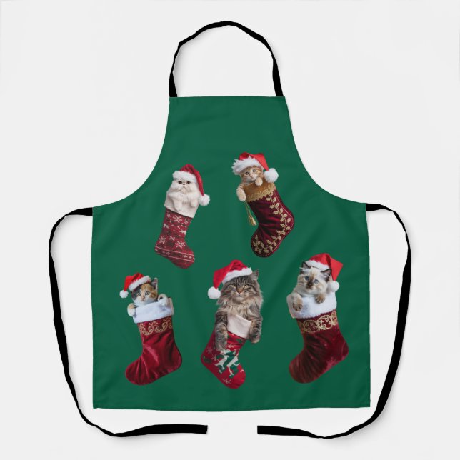 Kitten Christmas Stocking Apron Schürze (Vorderseite)