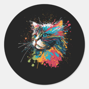 Kitten Colorful Art für Katzen Liebhaber Katzen Va Runder Aufkleber