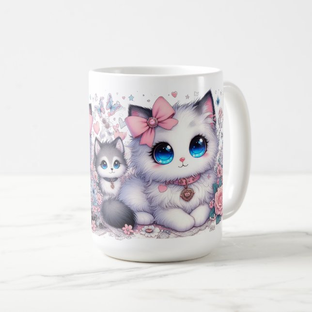 Kitten Cuteness Overload: funkelnde Mit Augen Katz Kaffeetasse (VorderseiteRechts)