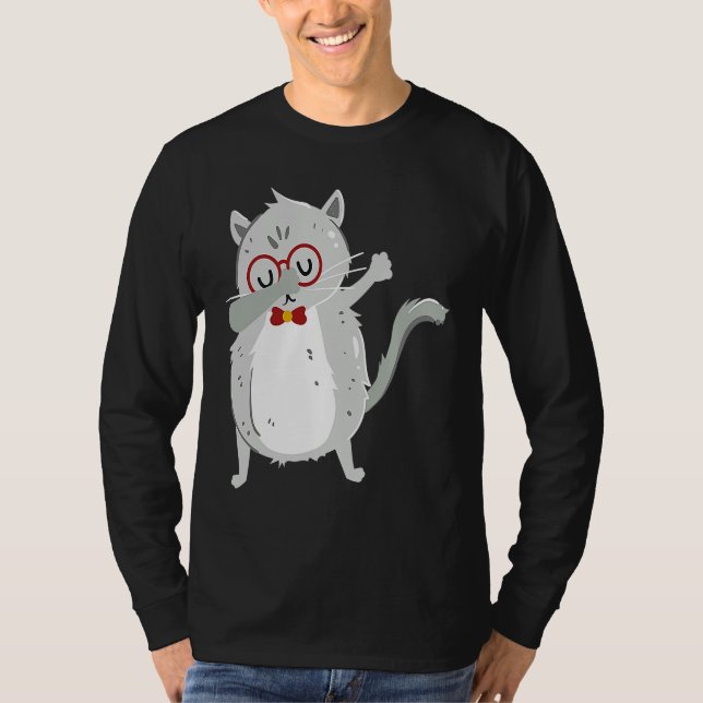 Kitten Dab I Grey Cat with Glasses I Dabbing Cats T-Shirt (Vorderseite)