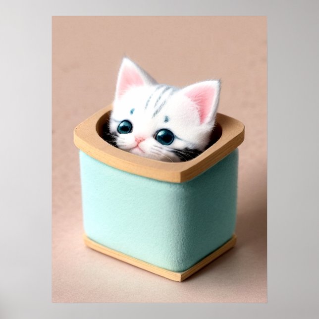 Kitten Delight: Snuggle Bowl Moment Captured Poster (Vorne)