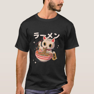 Kitten Eating Ramen Japanisch Niedlich Kawaii Anim T-Shirt