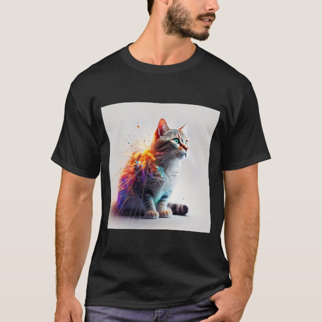 Kitten Energy Burst: Ein farbenfrohe Feline Duo T-Shirt (Vorderseite)