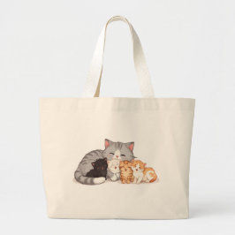 Kitten Family Cuddle Portrait - Tote Jumbo Stoffbeutel