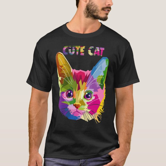 Kitten farbig für Katze Katze Vater Katze Mama 4 T-Shirt (Vorderseite)
