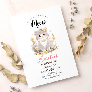 Kitten Gray Tabby Kitty Cat Geburtstagseinladung Einladung