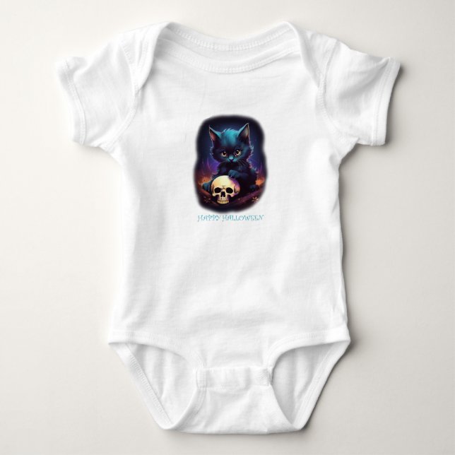 Kitten Halloween Skull Baby Strampler (Vorderseite)