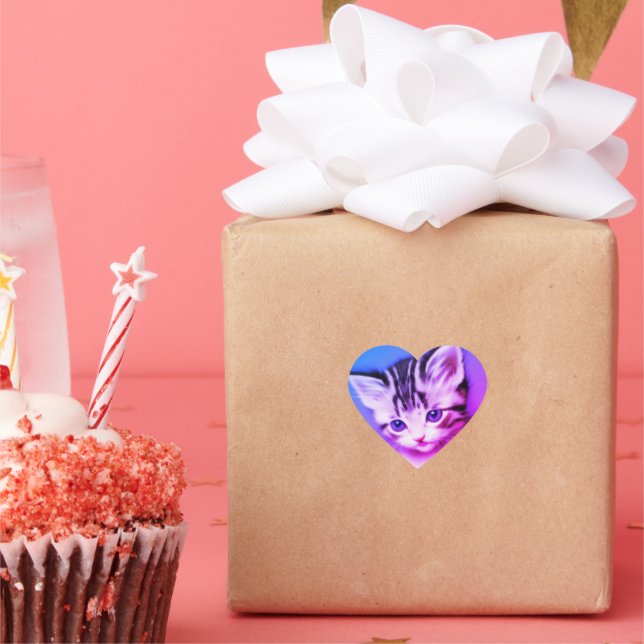 Kitten Herz-Aufkleber (Party)