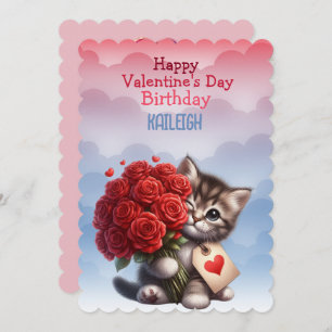 Kitten Herz Geburtstag Valentinstag Feiertagskarte