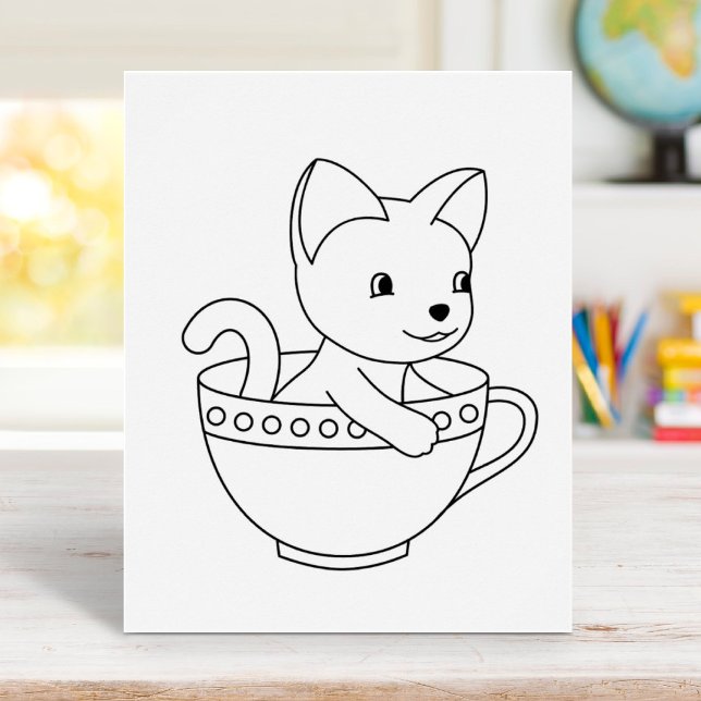 Kitten im Cup - Katze in einer Teacup-Farbseite Poster (Von Creator hochgeladen)
