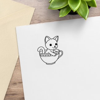 Kitten in a Cup - Cat in a Teacup 1x1 Gummistempel