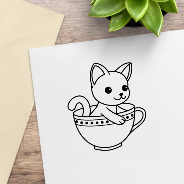 Kitten in a Cup - Katze in einem Teacup Gummistempel (Von Creator hochgeladen)
