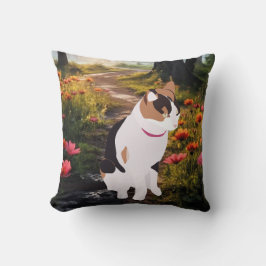 Kitten in a Magical Forest Throw Pillow Kissen