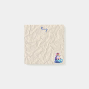 Kitten in Cup beige Post-it Klebezettel