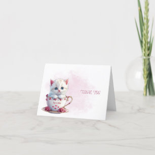 Kitten in Cup Pink Blume Danke Karte