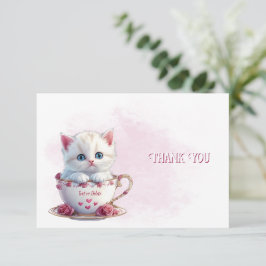 Kitten in Cup Pink Blume Danke Karte