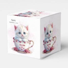 Kitten in Cup Pink Blume Gefälligkeitsbox Geschenkschachtel