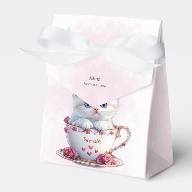 Kitten in Cup Pink Blume Gefälligkeitsbox Geschenkschachtel (Vorderseite)