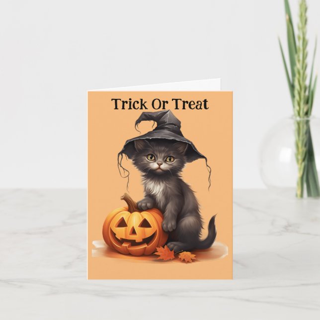 Kitten in der Hexenhut-Urlaubskarte Feiertagskarte (Vorderseite)