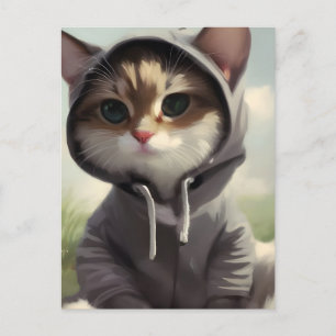 Kitten in einem Hoodie Postkarte