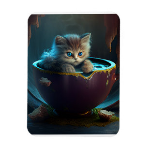 Kitten in einem roten Teacup Flexible Foto Magnet