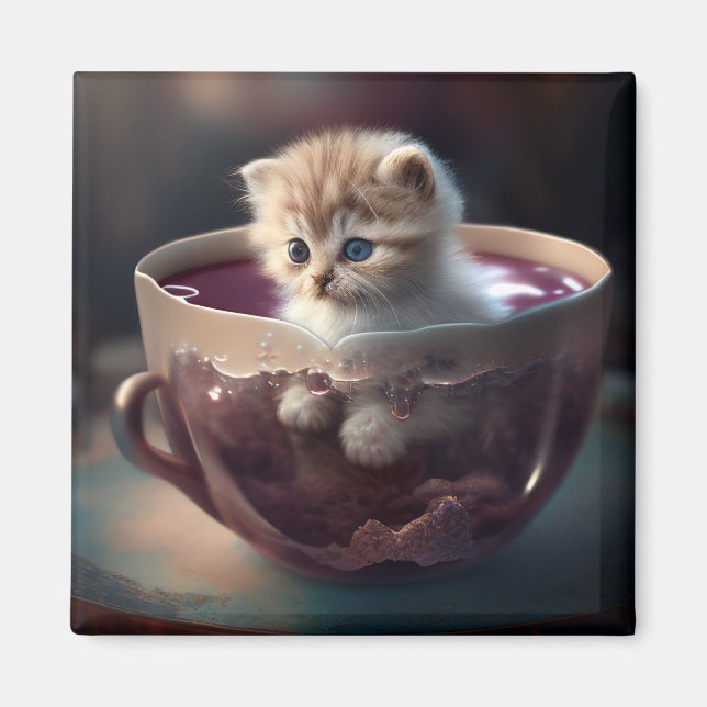 Kitten in einem Teacup - Katzenmagnet Magnet (Vorne)