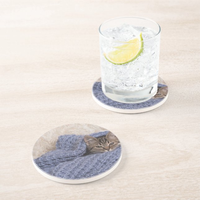 Kitten in einer Decke Getränkeuntersetzer (Seite)