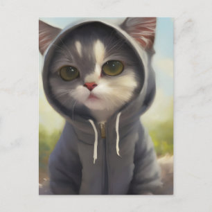 Kitten in einer Hoodie-Postkarte Postkarte