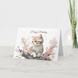 Kitten in rosa Blume Geburtstagskarte Karte