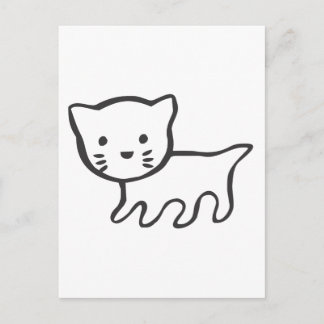 Kitten in Schwarz-Weiß-Sketch Postkarte