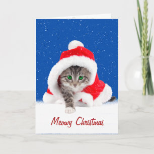 Kitten in Weihnachten Weihnachtsmannmütze und Schn Karte