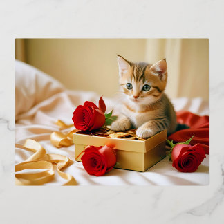 Kitten Liebe Tender Romantisches Geschenk Folien Feiertagspostkarte