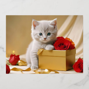 Kitten Liebe Tender Romantisches Geschenk Folien Feiertagspostkarte