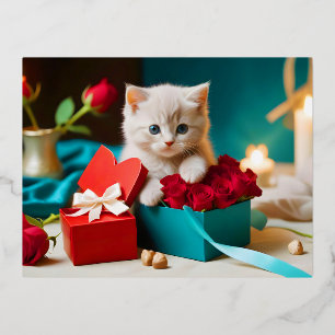 Kitten Liebe Tender Romantisches Geschenk Folien Feiertagspostkarte
