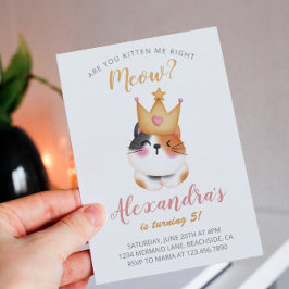 Kitten Meow Pink Crown Girl Kitty Cat Geburtstag