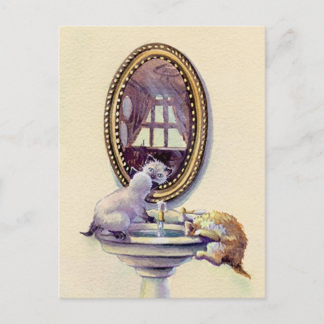 KITTEN MIRROR VON SHARON SHARPE POSTKARTE (Vorderseite)
